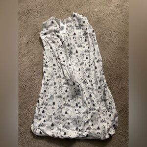 Halo White Sleep Sack with Black Bear and Bicycle Print